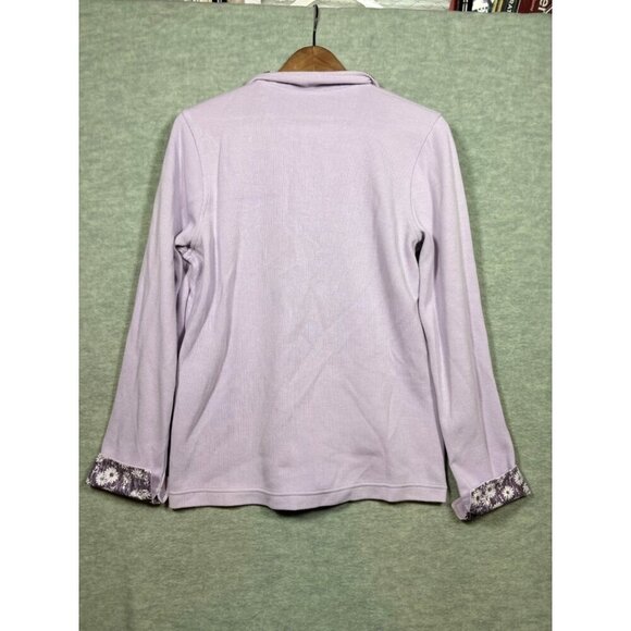 Orvis Women's‎ Lilac Quarter-Zip Pullover Sz L Floral Accents Top - Picture 6 of 6